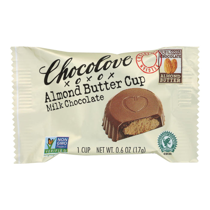 Chocolove XOXOX Almond Butter Milk Chocolate - Case of 50 - 0.6 Oz