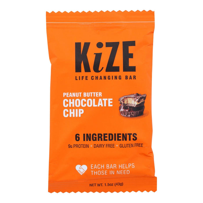 Kize Concepts Energy Bar Raw Peanut Butter Chocolate Chip, 1.5oz, Case of 10