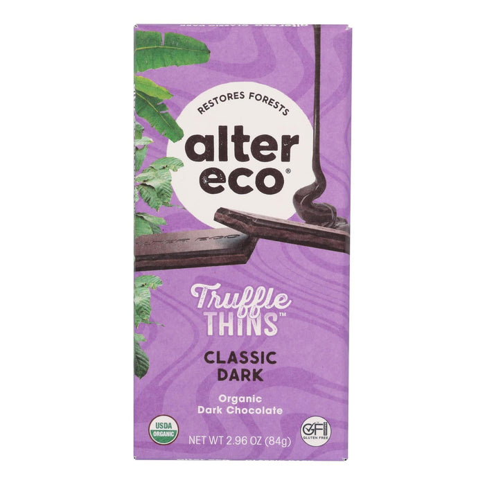 Alter Eco Truffle Thin Classic Dark Chocolate, 2.96 Oz (Pack of 12)