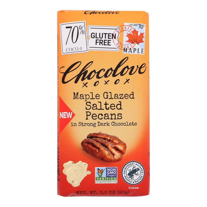 Chocolove Dark Chocolate Bar with Maple Glaze and Pecans - 12-Pack of 3.2 oz. Bars