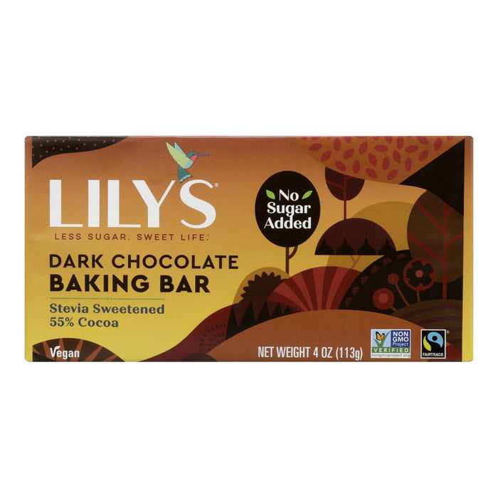 Lily's Sweets Dark Chocolate Bar - Sugar Free - 4 Oz., Case of 12