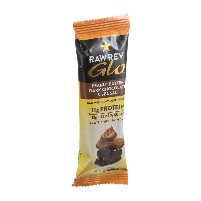 Raw Revolution Glo Bar - Peanut Butter Dark Chocolate & Sea Salt - 1.6 oz - 12 Pack