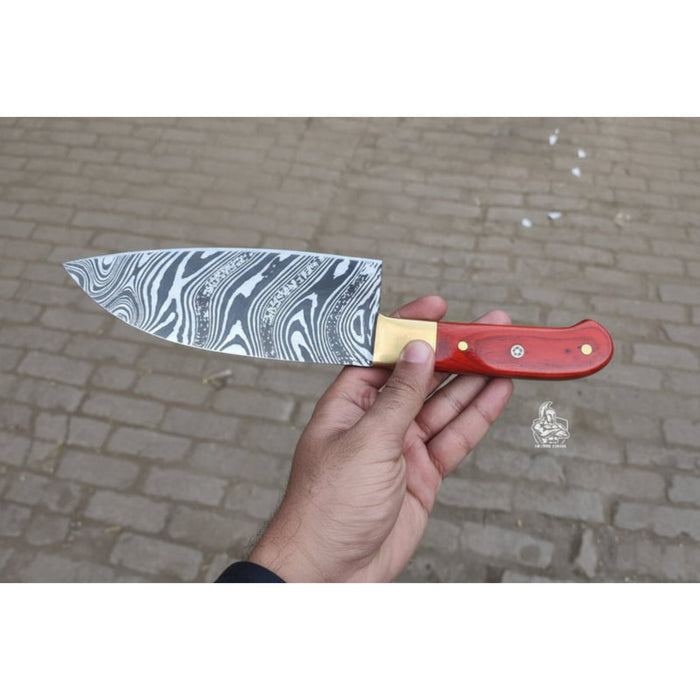 8-Inch Gyuto Chef Knife with Acid-Etched Carbon Steel & Pakka Wood Handle