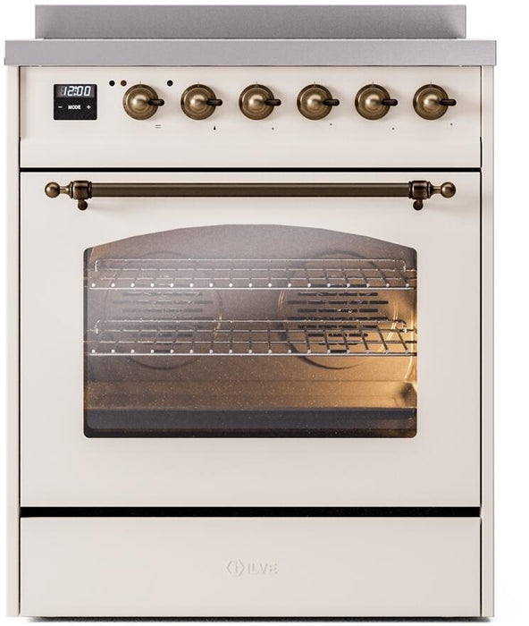 ILVE Nostalgie II 30" Electric Range, Antique White, Bronze Trim UPI304NMPAWB