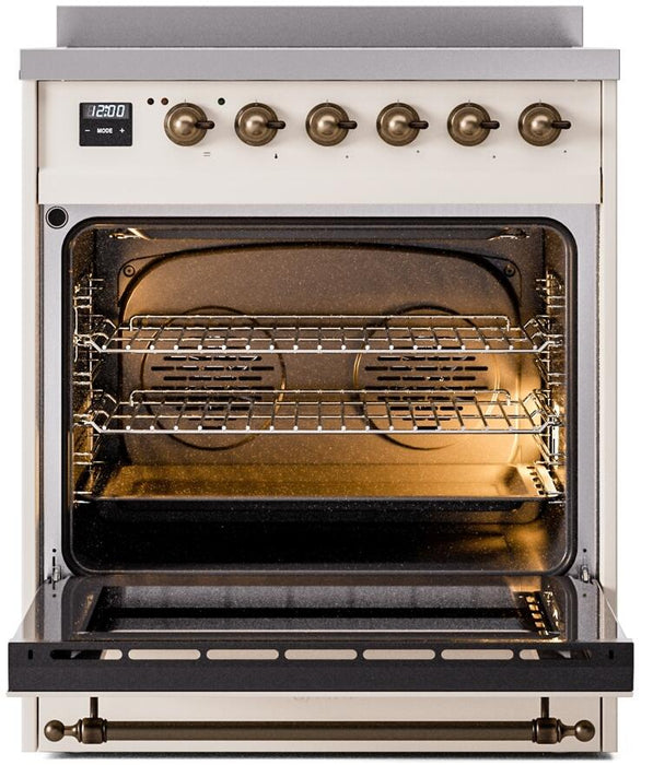 ILVE Nostalgie II 30" Electric Range, Antique White, Bronze Trim UPI304NMPAWB