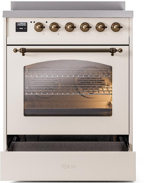 ILVE Nostalgie II 30" Electric Range, Antique White, Bronze Trim UPI304NMPAWB