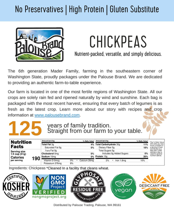 Chickpeas | 5 LB | Certified Glyphosate Residue Free
