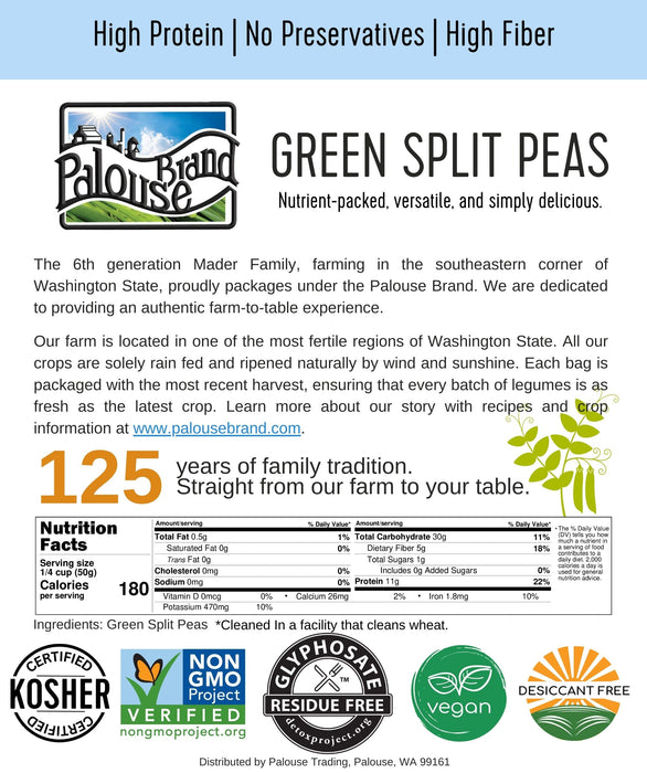 Green Split Peas | 25 LB | | Certified Glyphosate Residue Free