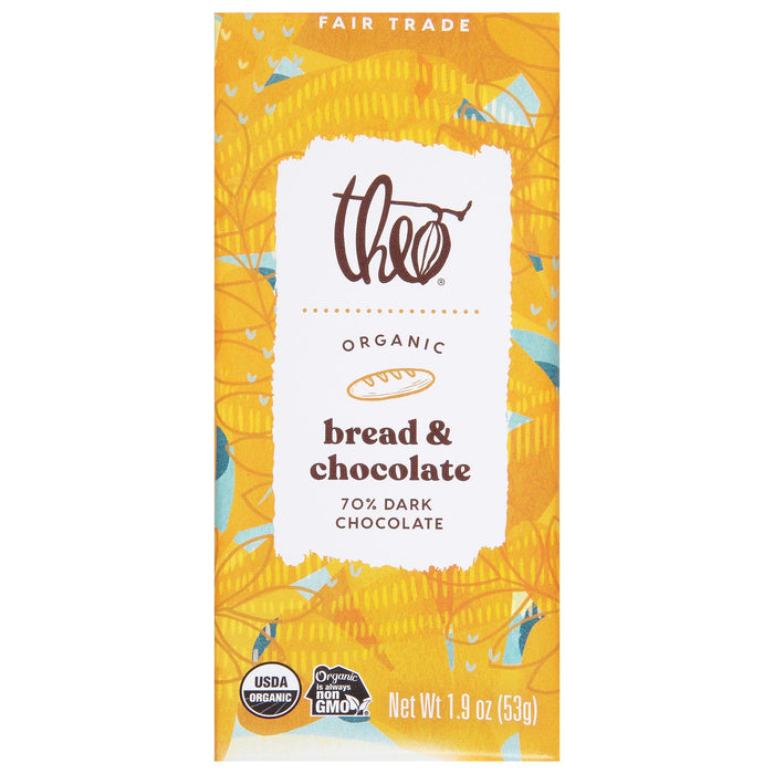 Theo Chocolate 70% Dark Chocolate & Sea Salt Bar - Case of 12-1.9 Oz