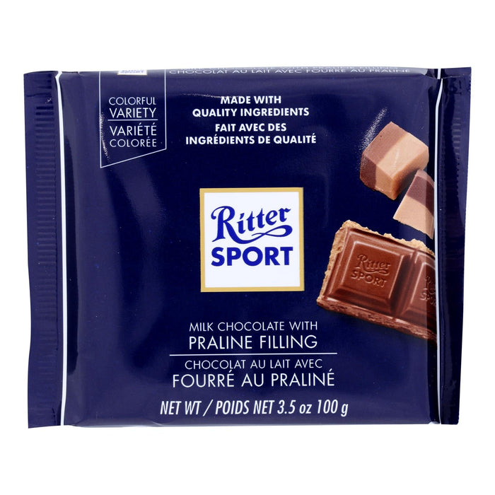 Ritter Sport Milk Chocolate Bar with Decadent Praline Filling, 3.5 Oz Bars (Pack of 13)