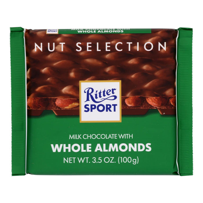 Ritter Sport Whole Almond Milk Chocolate - 3.5 Oz - Case of 11
