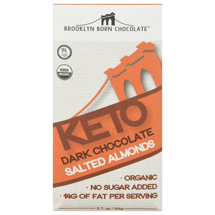 Brooklyn Born Chocolate Bar Chocolate Salt Almond Keto - 2.1 Oz (12 Pack)