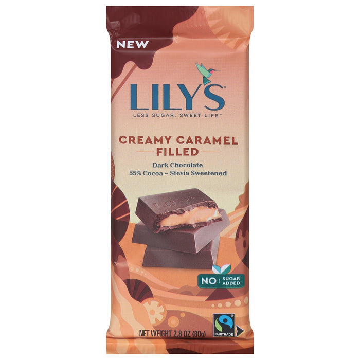 Lily's Dark Chocolate Caramel Bars with 2.8 Oz, 12 Count