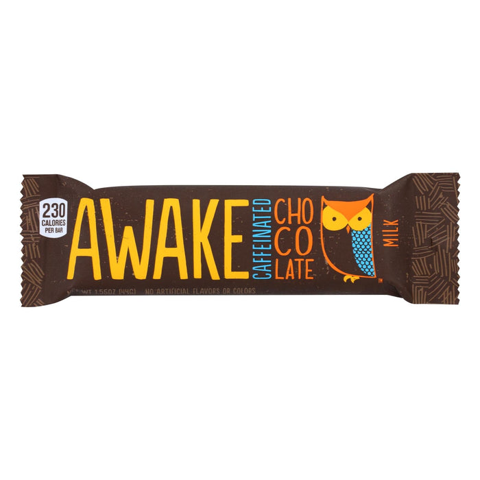 Awake Caff Milk Chocolate Bar - 1.55 Oz Each, Case of 12