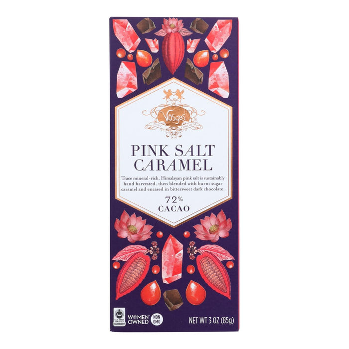 Vosges Haut-Chocolat Burnt Caramel Bar, 72% Cocoa, Pink Salt, 3 Oz., Case of 12