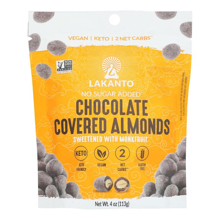 Lakanto Chocolate Covered California Almonds | Case of 8 - 4 Oz Bags