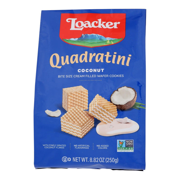 Loacker Quadratini Bite-Size Coconut Wafer Cookies - 8.82 Oz, Pack of 6