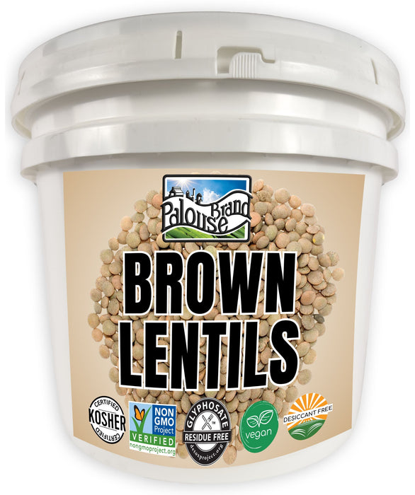 Brown Lentils | 25 LB Bucket | Certified Glyphosate Residue Free