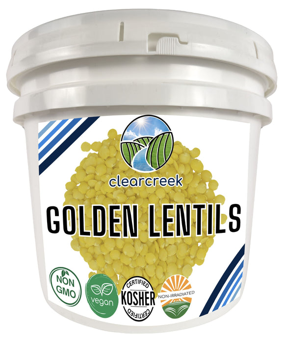Golden Lentils | 25 LBS Bucket | Certified Glyphosate Residue Free