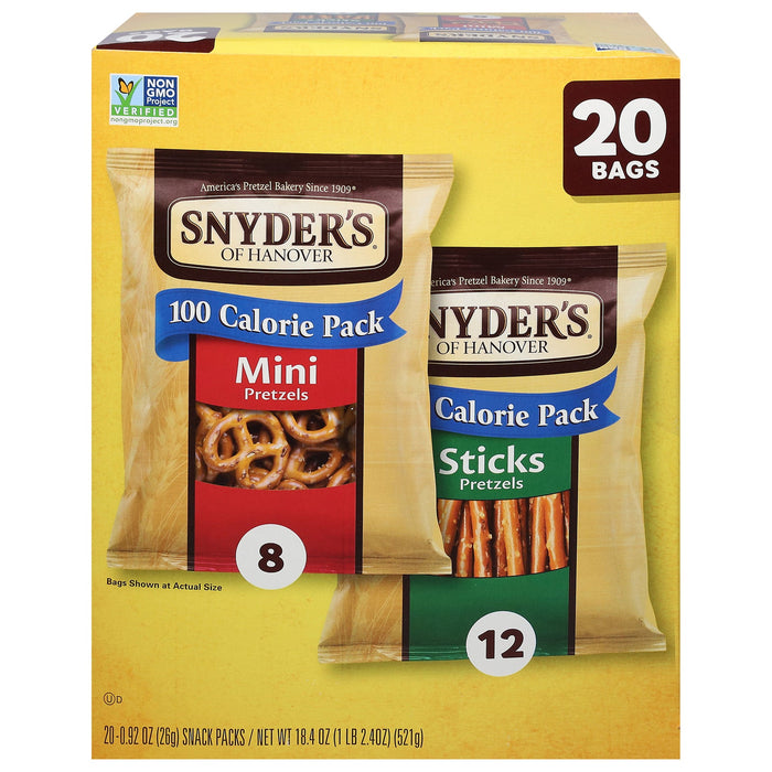 Snyder's of Hanover Pretzel Mini & Stick 20 Bag - Case of 4