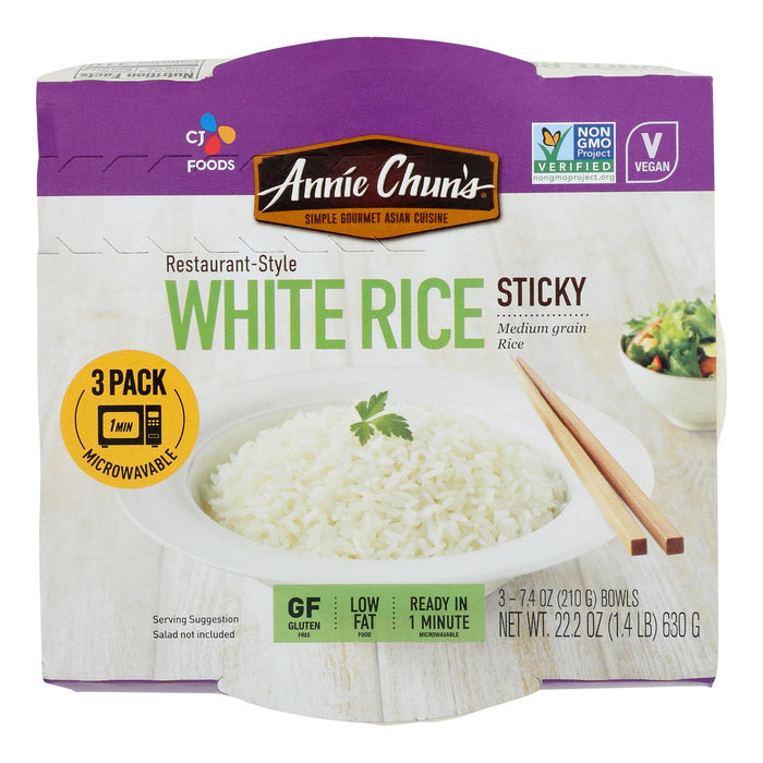 Annie Chun's Sticky White Rice - Case Of 6 Packs (22.2 Ounces Each)