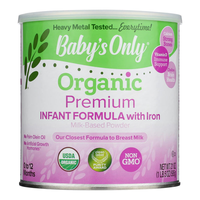 Baby's Only Organic Infant Formula - With Iron - Premium Dairy - 21 oz (Case of 6)