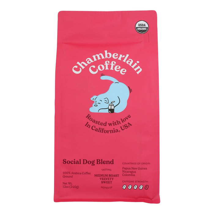 Chamberlain Coffee Organic Ground Single Origin Dog Blend - 12 oz Pack of 12