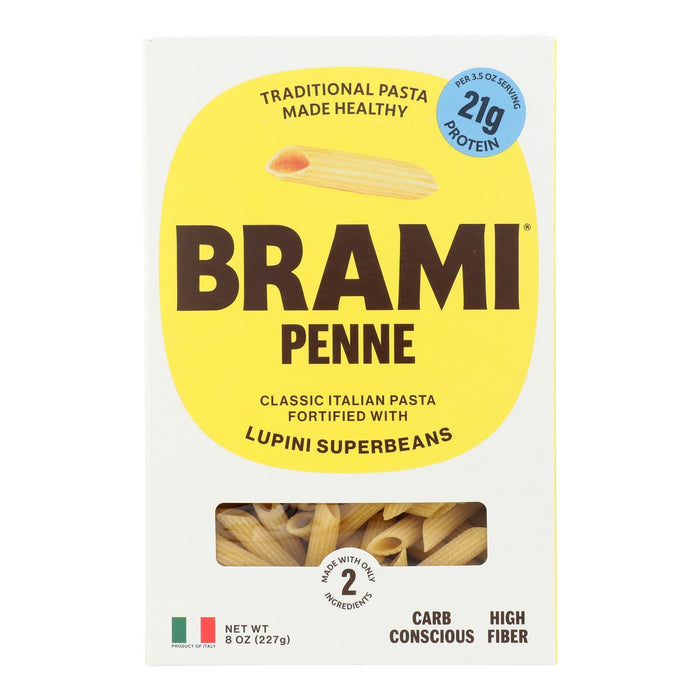 Brami Semo Lupini Penne Pasta: Gluten-Free, Plant-Based, and Rich in Protein (8 oz, Pack of 8)