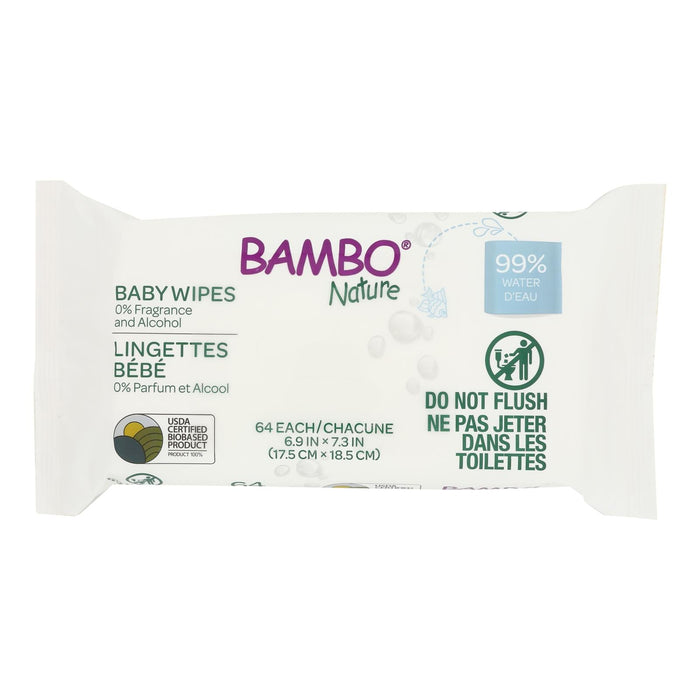 Bambo Nature Organic Baby Wipes: 99% Water (Pack of 12, 64 ct. Each)