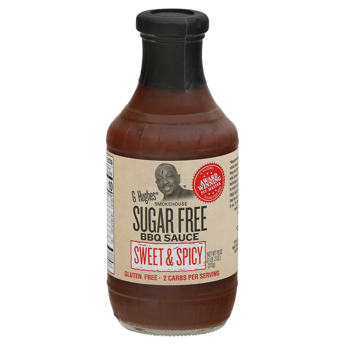 G Hughes BBQ Sauce Sweet & Spicy Sugar Free, 18 Oz, Pack of 6