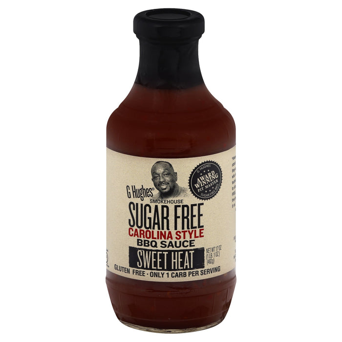 G Hughes Sugar Free Carolina Style BBQ Sauce - Pack of 6 - 17 oz Bottles