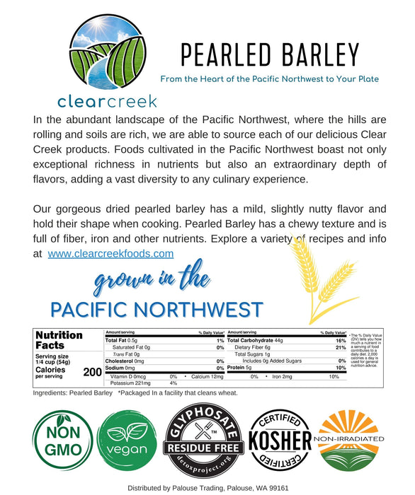 Pearled Barley | 25 LB Bucket | Certified Glyphosate Residue Free