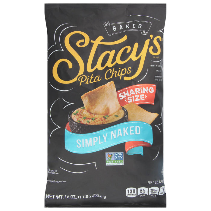 Stacy's Simply Naked Pita Chips, 16 Oz Bag (Pack of 6)