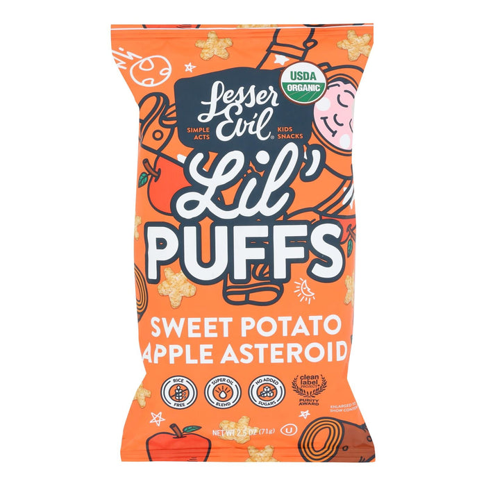 Lesser Evil Organic Sweet Potato Apple Puffs  - 2.5 oz - Case of 5