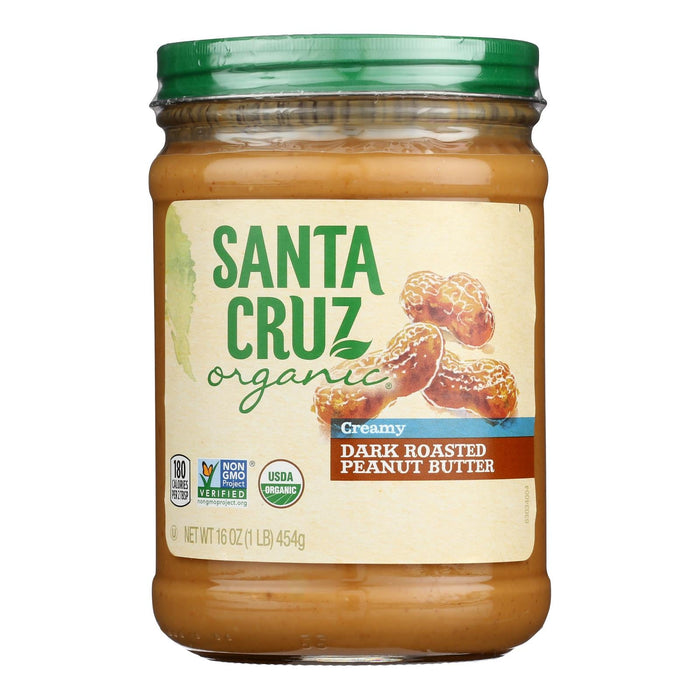 Santa Cruz Organic Creamy Dark Roast Peanut Butter - 16 Oz (Pack of 6)