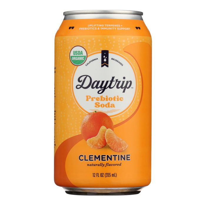 Daytrip Organic Prebiotic Clementine Soda 12 Oz Beverages, Case of 12