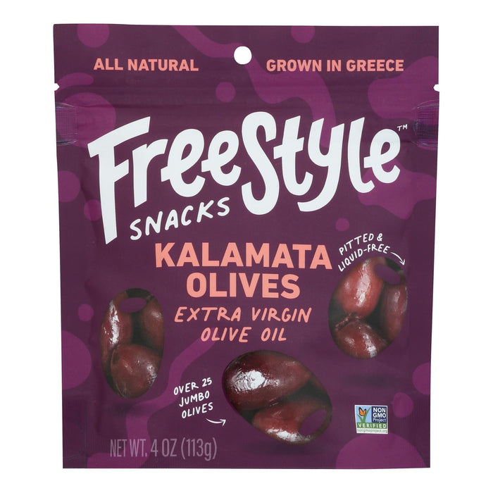 Freestyle Snacking Olives Kalamata Extra Virgin Olive Oil - Case of 6 (4 oz each)