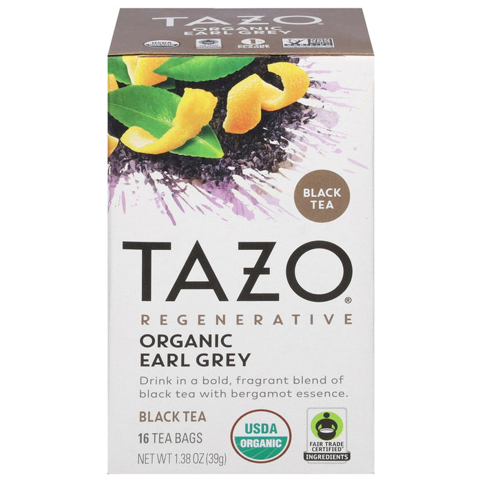 Tazo Organic Black Earl Grey Tea - 16-Count Tea Bags (Case of 6)