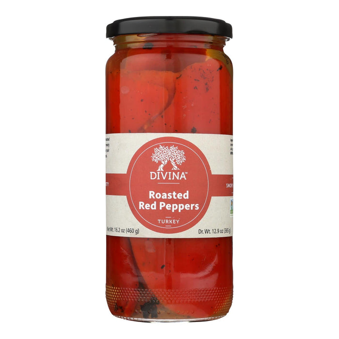 Divina Roasted Red Peppers - Premium Select - Case of 6 - 16.2 oz