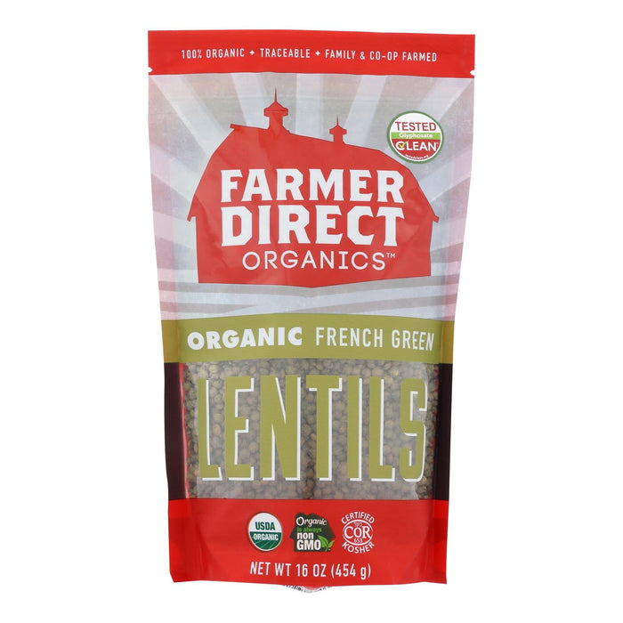 Farmer Direct Organic French Green Lentils, 16 Oz, Pack of 6