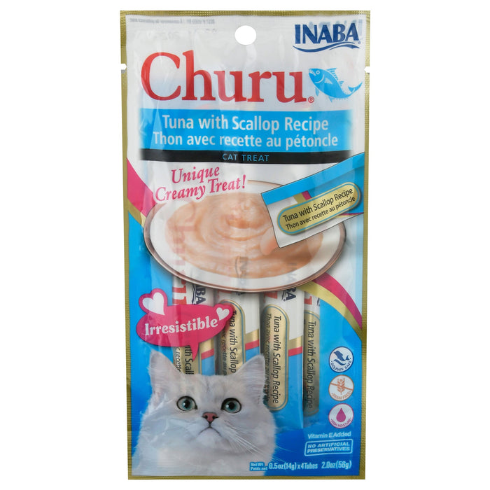 Inaba Churu Tuna Scalp Cat Puree Treat - 8 Pack of 2 oz Pouches