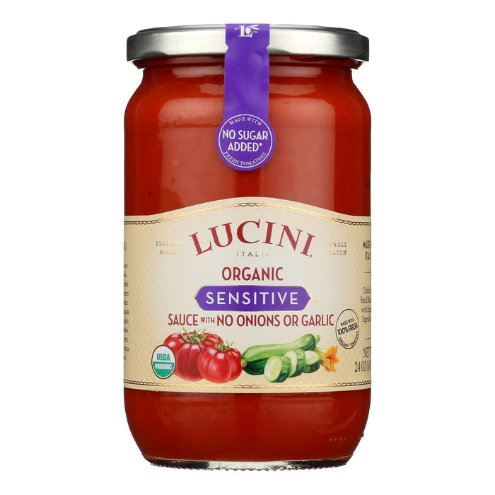 Lucini Italia Organic Sensitive Roasted Garlic Tomato Basil Pasta Sauce, Case of 6 - 12 Oz