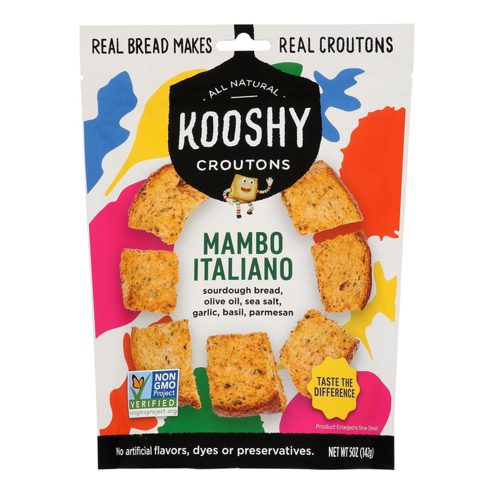 Kooshy Mambo Italian Croutons - Crispy, Zesty Flavor - 6 x 5 oz Bags
