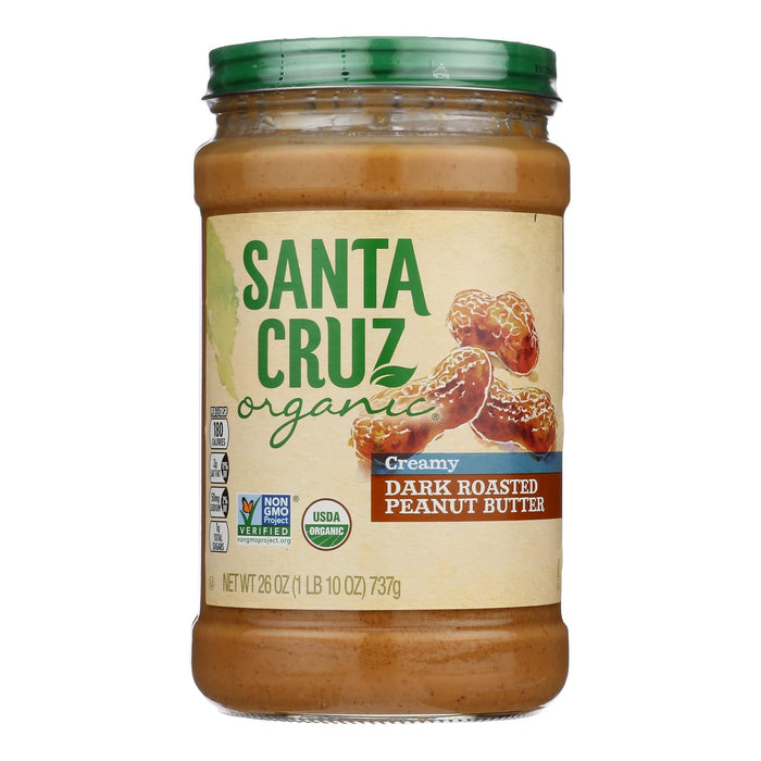 Santa Cruz Organic Dark Roast Creamy Peanut Butter - 26 oz, Case of 6