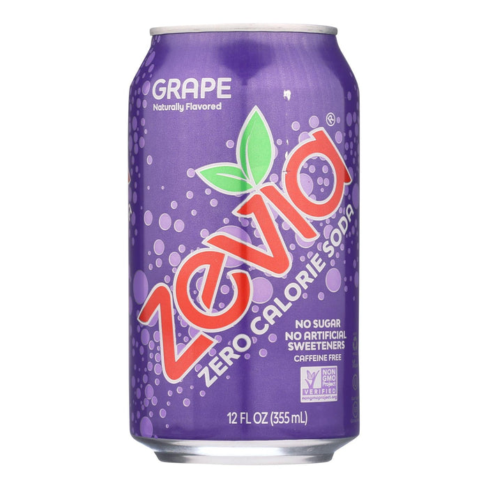 Zevia Grape Zero Calorie Soda, 12 Fl Oz Cans (Pack of 4 six packs)