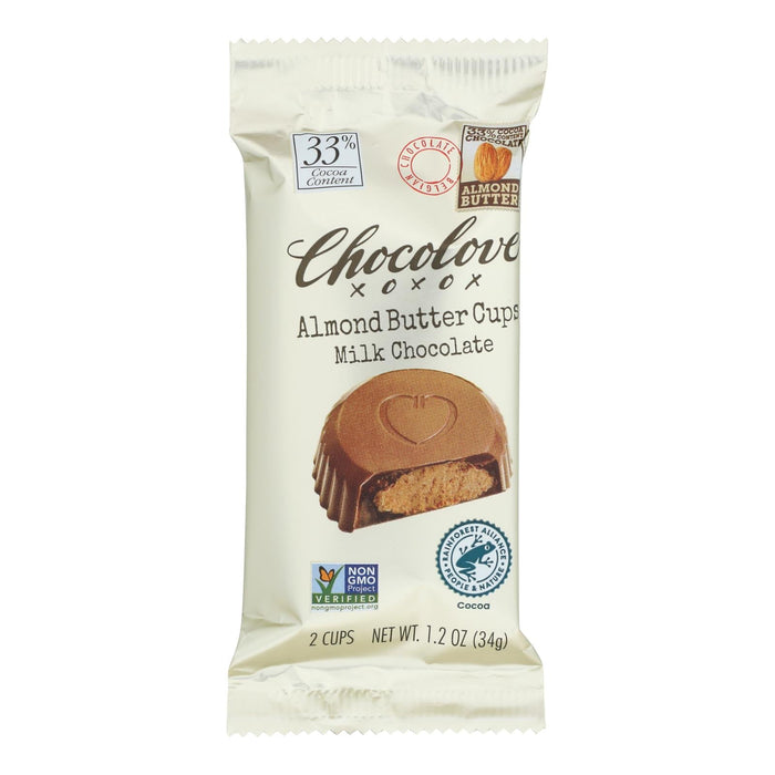 Chocolove Almond Butter Milk Chocolate Cups - 1.2 oz., Case of 10