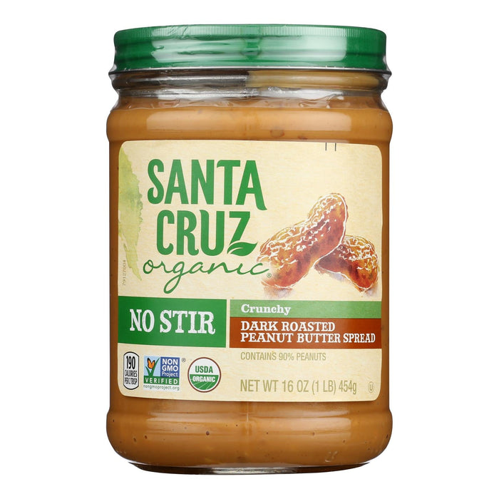 Santa Cruz Organic Crunchy Dark Peanut Butter - 6 x 16 oz