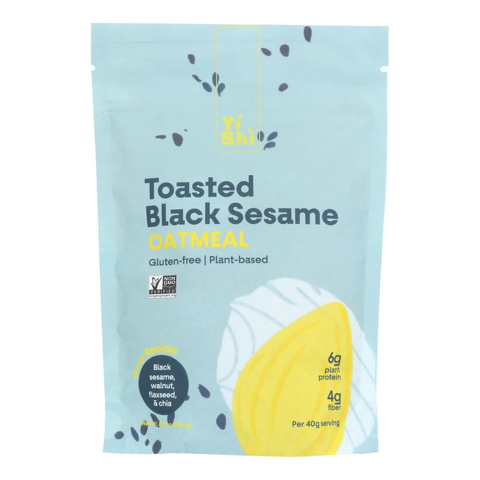 Yishi Toasted Black Sesame Oatmeal - 8.5 Oz, Enriched with Antioxidants for Heart Health (Case of 5)