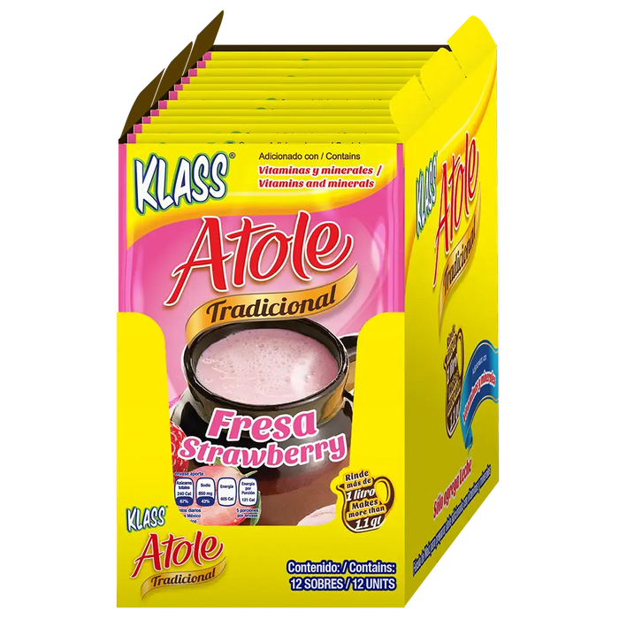 Klass Atole Strawberry / Fresa (4x12ct) 1.52 oz