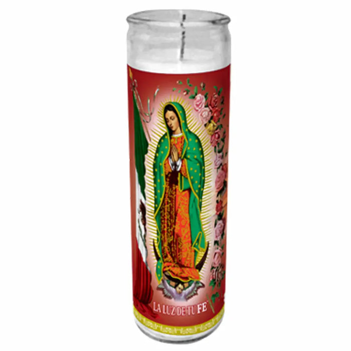 Virgen De Guadalupe Candle White tall